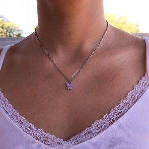 Purple Butterfly Necklace